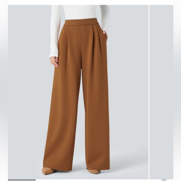 Halara High Waisted Pocket Wide Leg Work Pants Glazed Ginger NWT NEW - Picture 1 of 10